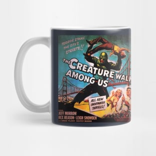 Classic Horror Movie Advert - The Creature Walks Among Us Mug